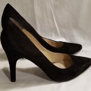 Black suede pumps